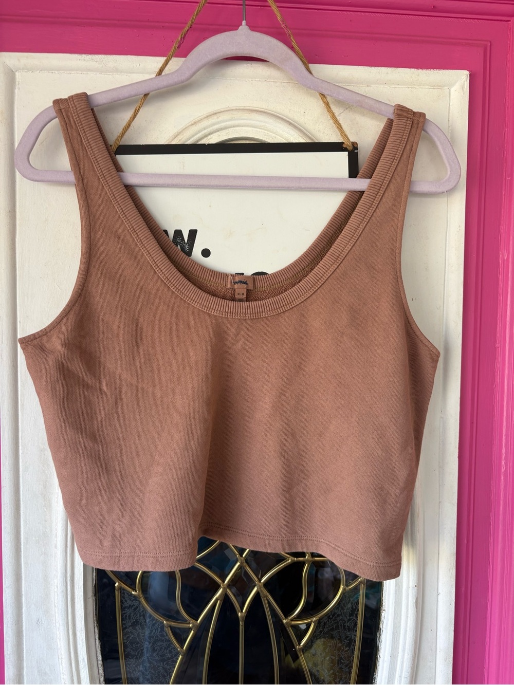 aerie Ribbed Scoop Cropped Tank - Mauve Brown
